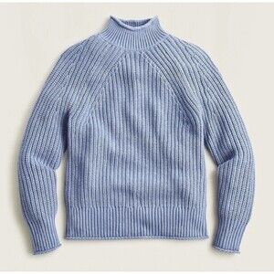 J.Crew Women's XXS Relaxed Marled Rollneck Cotton Sweater Blue 100% cotton